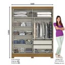 Ver imagem 2 de Guarda Roupa Solteiro 2 Portas 2 Gavetas Istambul Briz Marrom/Nature/Off White