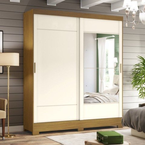 Guarda Roupa Solteiro 2 Portas 2 Gavetas Istambul Briz Marrom/Nature/Off White