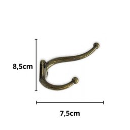 Kit 10 Cabide Gancho Duplo Grande Ouro Velho Ref.8102 - Loth - 2