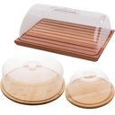 Ver imagem 1 de Kit Migalheira Queijeira Boleira para Mesa Posta de Café Bambu Acrílico Madeira com Tampa