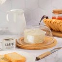 Ver imagem 4 de Kit Migalheira Queijeira Boleira para Mesa Posta de Café Bambu Acrílico Madeira com Tampa