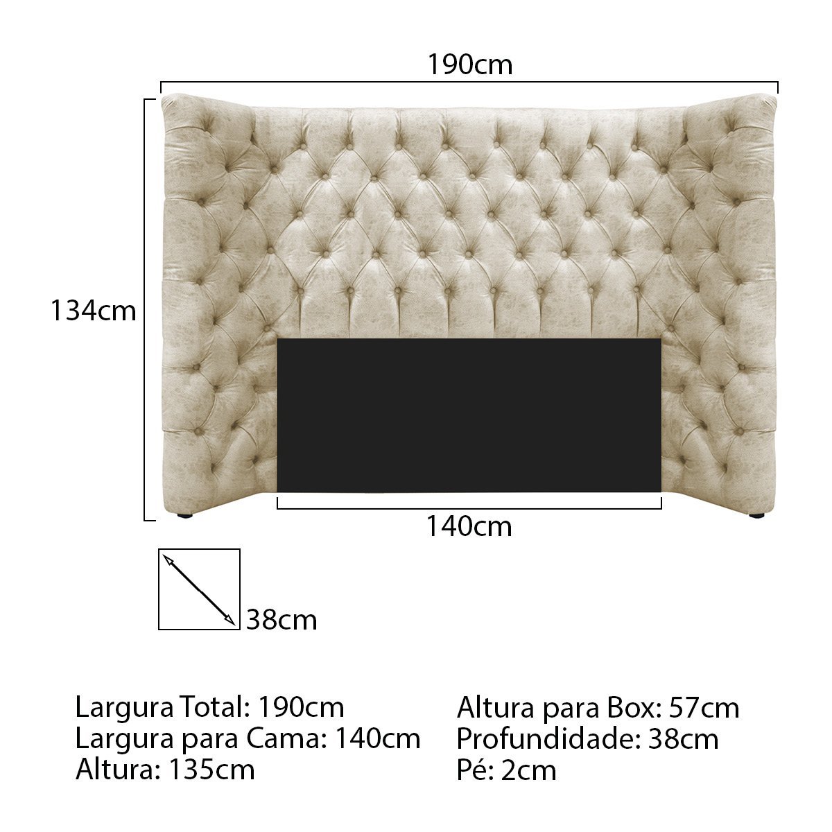 Kit Cabeceira e Calçadeira Baú Casal Everest P02 140 cm para cama Box Linho - ADJ Decor KIT CABECEIR - 6