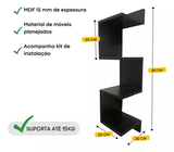 Estante de Canto de Parede Organizar Livros e Revistas Cor Preto Mdf - 4