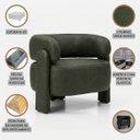 Ver imagem 6 de Poltrona Curva Orgânica Moderna Courino Verde Musgo Linha Premium Sala Quarto Recepção Escritório Pr