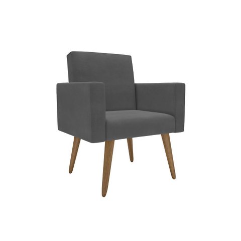 Poltrona Decorativa para Recepção Sala e Escritório Nina Cinza