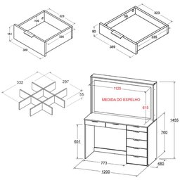 Penteadeira Ditália 7 Gavetas 2 Divisorias Br Uv Acetinado - 3
