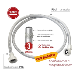 Entrada para Máquina de Lavar Trançada 3/4'' Tamanho 1,8m Durín - 2