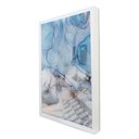 Ver imagem 1 de Quadro Decorativo Caixa Alta com Vidro Abstrato Mármore Azul Claro TaColado Moldura Branca 120 x 80c