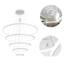 Lustre Pendente Moderno Anéis 5 Aneis Arcos 100cm para Pe Direito Duplo Cor Branco 110v/220v - 1