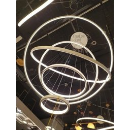 Lustre Pendente Moderno Anéis 5 Aneis Arcos 100cm para Pe Direito Duplo Cor Branco 110v/220v - 3