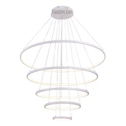Lustre Pendente Moderno Anéis 5 Aneis Arcos 100cm para Pe Direito Duplo Cor Branco 110v/220v - 6