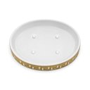 Ver imagem 6 de Jogo para Banheiro e Lavabo em Porcelana Branco com Dourado 5 Peças