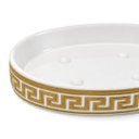 Ver imagem 7 de Jogo para Banheiro e Lavabo em Porcelana Branco com Dourado 5 Peças