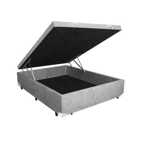 Cama Box Baú Casal Suede Cinza - 39x138x188