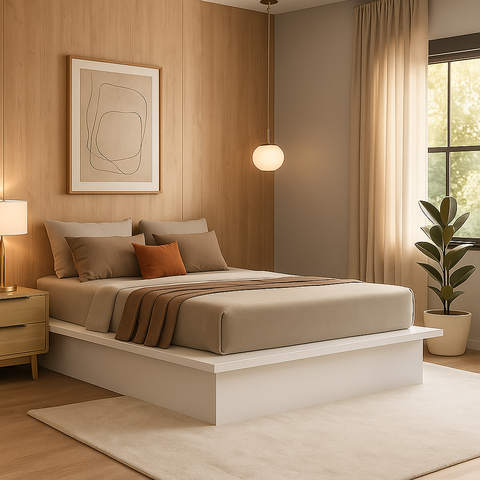 Cama Casal Queen Minimalista Branco
