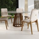 Ver imagem 3 de Mesa de Jantar Redonda Madeira Ripada Tampo Laca com Vidro - Rota:130cm