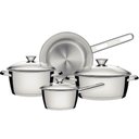 Ver imagem 1 de Jogo de 4 Panelas Tramontina Allegra Aço Inox Fundo Triplo Tampas Inox