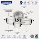 Ver imagem 4 de Jogo de 4 Panelas Tramontina Allegra Aço Inox Fundo Triplo Tampas Inox