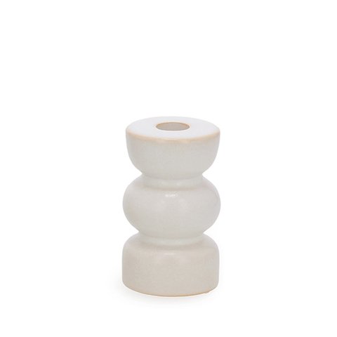 Castiçal Porta-vela em Cerâmica Branca 11cm 19452p Mart