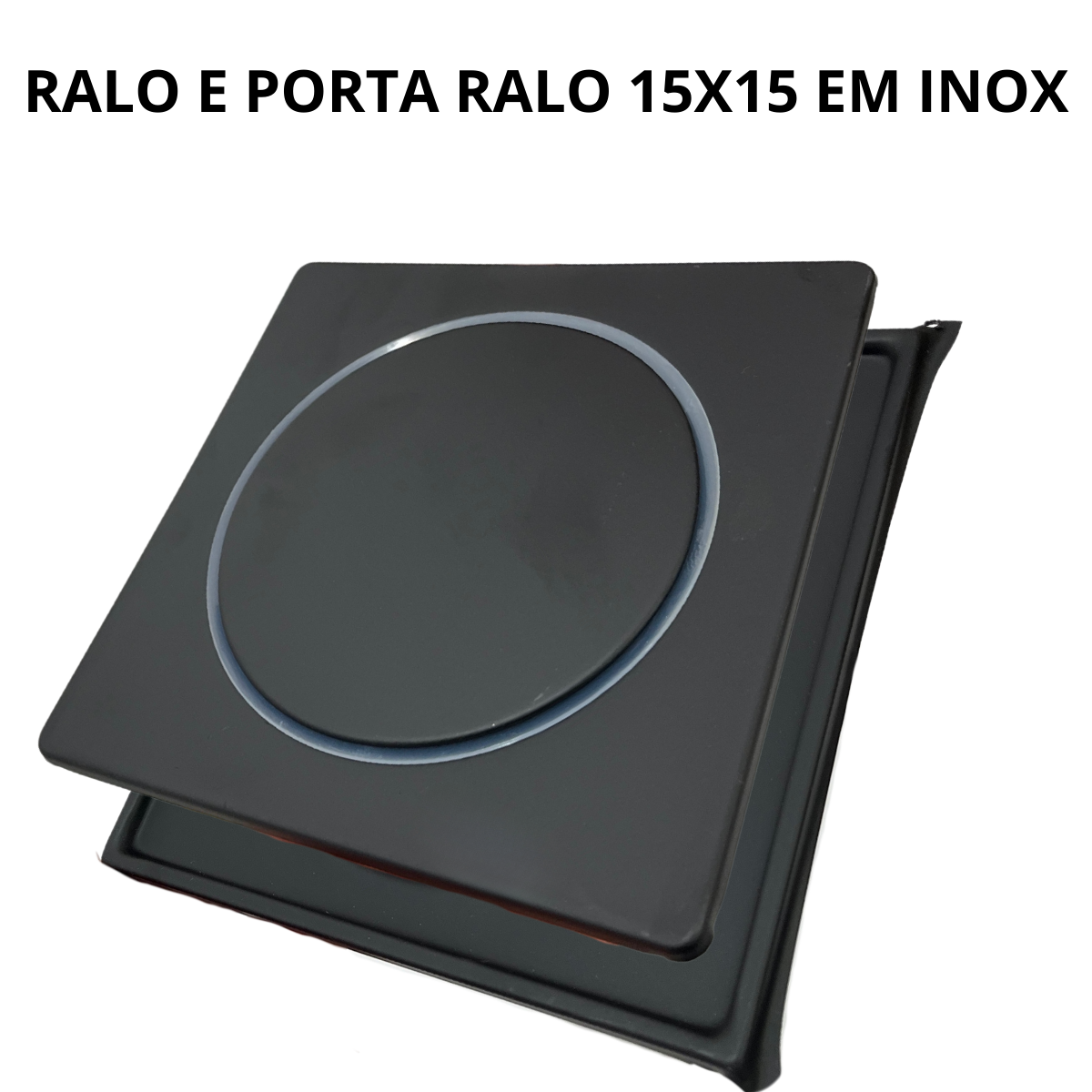 Ralo Click 15x15 Quadrado Preto Fosco + Porta Grelha Inox:preto Fosco - 5