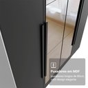 Ver imagem 6 de Guarda-Roupa Solteiro com Pés 4 Portas Batentes com Espelho Branco/Preto/Preto Netuno Madesa