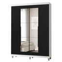 Ver imagem 2 de Guarda-Roupa Solteiro com Pés 4 Portas Batentes com Espelho Branco/Preto/Preto Netuno Madesa