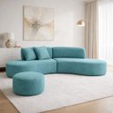 Ver imagem 3 de Sofá Virginia 250cm Luxo Sala Salão 3 Lugares Bouclé:azul-turquesa/liso