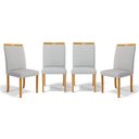 Ver imagem 1 de Kit com 4 Cadeiras Agnes Madeira Maciça Estofadas para Mesa de Jantar Linho Cinza 407