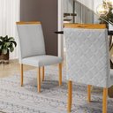 Ver imagem 6 de Kit com 4 Cadeiras Agnes Madeira Maciça Estofadas para Mesa de Jantar Linho Cinza 407