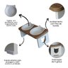 Comedouro Bebedouro Gato Duplo Elevado Pet Mdf - Porcelana Felino - 5