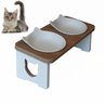Comedouro Bebedouro Gato Duplo Elevado Pet Mdf - Porcelana Felino - 1