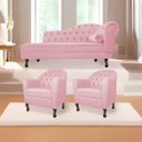 Ver imagem 1 de Kit Diva Recamier Diana 185cm Lado Esquerdo e 02 Poltronas Julia Suede Rosa Bebê - ADJ Decor