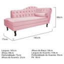 Ver imagem 3 de Kit Diva Recamier Diana 185cm Lado Esquerdo e 02 Poltronas Julia Suede Rosa Bebê - ADJ Decor