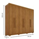 Ver imagem 3 de Guarda Roupa Casal Elegance Plus 6 Portas de Bater 6 Gavetas MDF Cinamomo 240cm Elegance