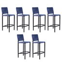Ver imagem 1 de Banqueta Corda Náutica - Preta Azul – Kit 6 – Gourmet, Varanda e Living
