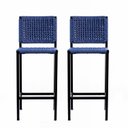 Ver imagem 2 de Banqueta Corda Náutica - Preta Azul – Kit 6 – Gourmet, Varanda e Living