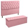 Kit Recamier Baú e Cabeceira Lana para Cama Box Solteiro 90 Cm - Sv Decor:rosa - 1