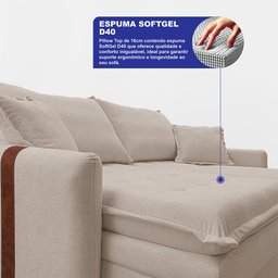 Sofá Baú sem Caixa Retrátil 1,80m Softgel Bonnie Boucle Bege Claro Cama Inbox - 8