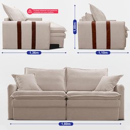 Sofá Baú sem Caixa Retrátil 1,80m Softgel Bonnie Boucle Bege Claro Cama Inbox - 4