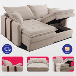 Sofá Baú sem Caixa Retrátil 1,80m Softgel Bonnie Boucle Bege Claro Cama Inbox - 7