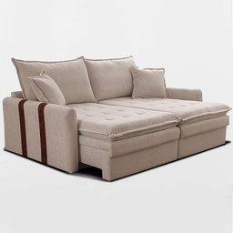 Sofá Baú sem Caixa Retrátil 1,80m Softgel Bonnie Boucle Bege Claro Cama Inbox - 2