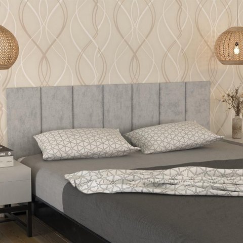 Cabeceira Modular Cama Casal Autocolante Adesiva 140cm - Cinza