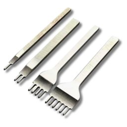 Kit 4 Pçs Garfo Furador Cinzel Couro Lona Aço Costura 4mm - 1