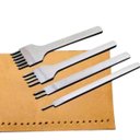 Ver imagem 4 de Kit 4 Pçs Garfo Furador Cinzel Couro Lona Aço Costura 4mm