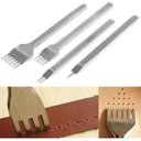 Ver imagem 3 de Kit 4 Pçs Garfo Furador Cinzel Couro Lona Aço Costura 4mm