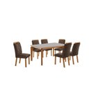 Ver imagem 2 de Conjunto de Mesa de Jantar Dublin 180 Tp MDF Vidro Canto Copo 6 Cadeiras Irlanda