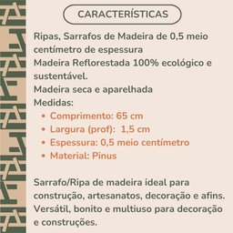 Fardo 40 Ripas de Pinus pra Artesanatos Decorações Painel Ripado 1,5x0,5x65cm - 4