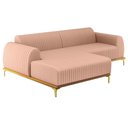 Ver imagem 1 de Sofá 230cm 4 Lugares com Chaise Esquerdo Pés Gold Molino C-105 Linho Rosê - Domi