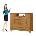 Ver imagem 4 de Cômoda para Quarto 2 Portas e 4 Gavetas com Chave 120,5cm com Pés Floripa Marrom/Carvalho Americano