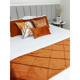 Peseira Drapeada Dupla Face em Veludo Terracota com Forro Cama King - 2